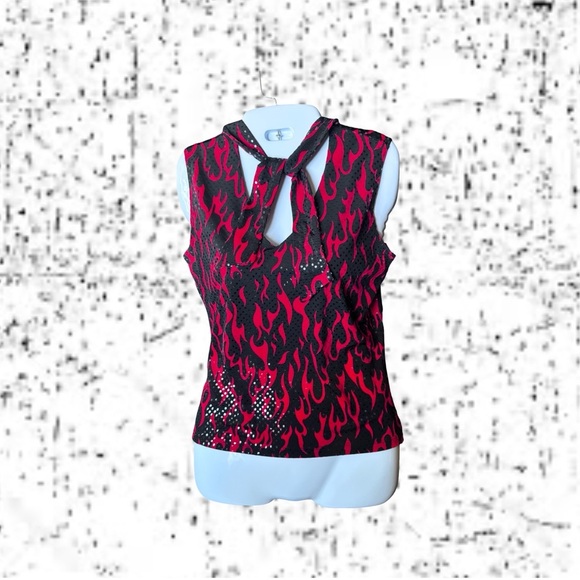 Coin Vintage Red Flame Black Sequin - Picture 5 of 6